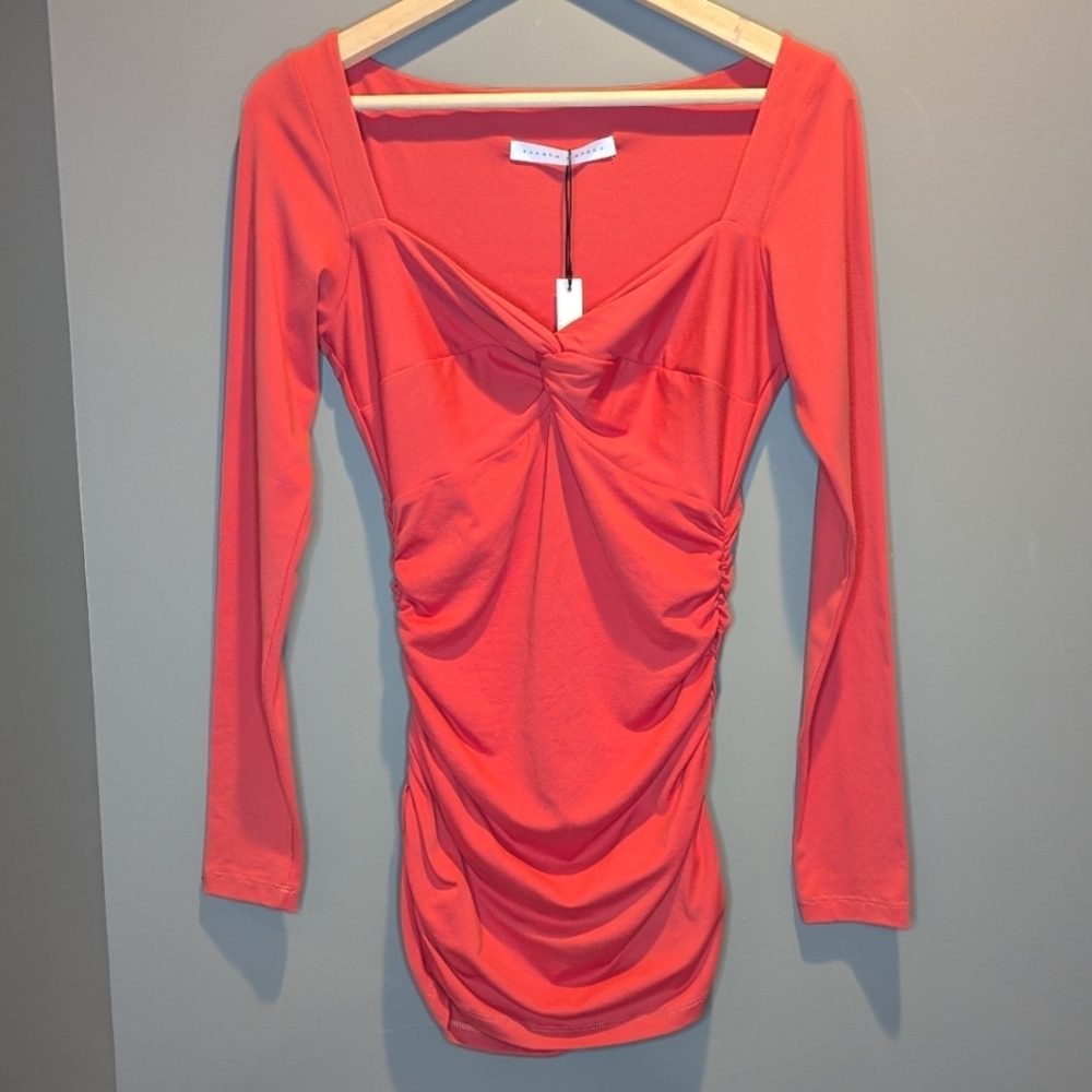Susana Monaco Cherry Blossom Red Twist Front Mini Dress Or Tunic Size Small NWT